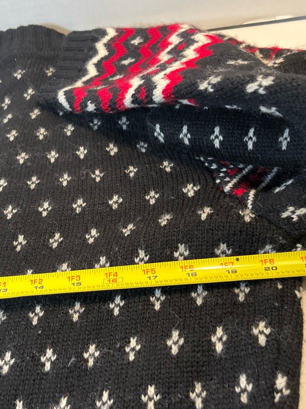 Casual Corner Black, Red & White Fair Isle Zip Cardigan - Picture 9 of 9